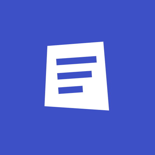The Paper Lens app icon: a page seen at an angle, on indigo.